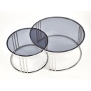 Комплект HALMAR MERCURY (2 стола журнальных) дымчатый/хром, 80/45 и 60/38